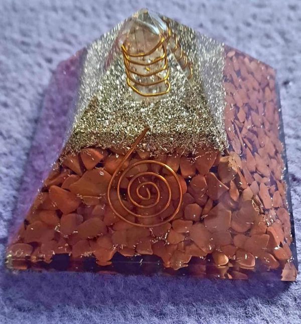 Large Red Jasper Orgone Reiki Pyramid Crystal